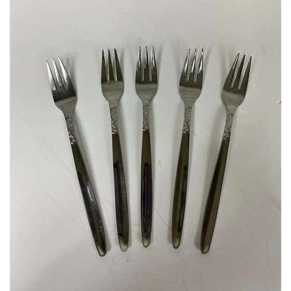 VTG Wellingware Stainless Japan Lot 5 Cocktail Seafood Forks Silverware Flatware